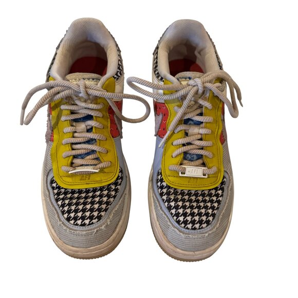 Nike Air Force 1 Low ShadowMulti Print Houndstooth Sneakers Size 7.5 - Picture 4 of 10